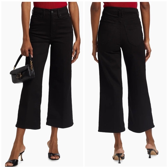 NWT Good American Good Waist Palazzo Crop Jeans Black High Rise Plus Size 28 - Picture 2 of 13